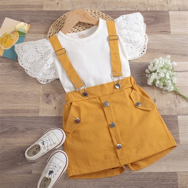 girls clothes sets 2pcs hollow ruffle sleeves t shirt of overalls skirt summer fly sleeve suspender shorts suits 220620, White
girls clothes sets 2pcs hollow ruffle sleeves t shirt of overalls skirt summer fly sleeve suspender shorts suits 220620, White
