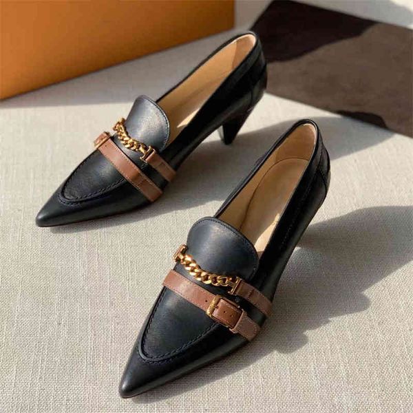sandals gaoding / unique temperament ~ chain middle heel thick single shoes women's lefu small leather all, Black
sandals gaoding / unique temperament ~ chain middle heel thick single shoes women's lefu small leather all, Black