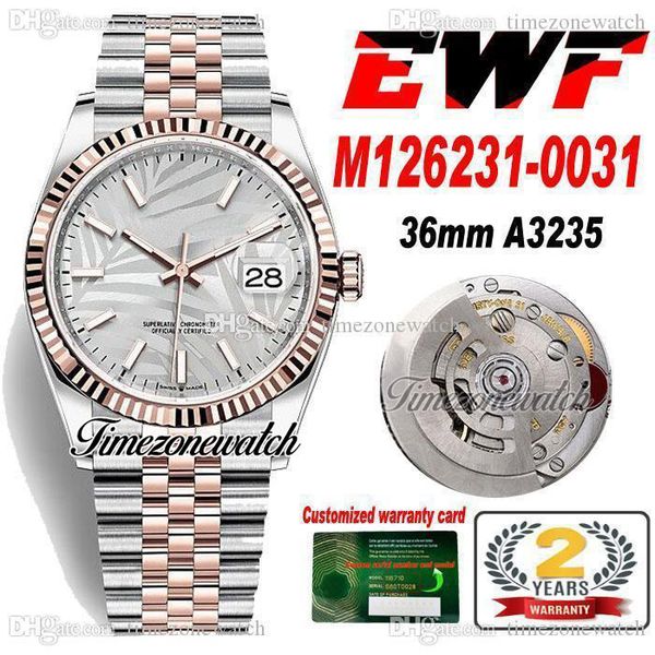ewf 36mm 126231 a3235 automatic mens watch two tone rose gold silver palm dial 904l steel jubileesteel bracelet with warranty card super edi, Slivery;brown
ewf 36mm 126231 a3235 automatic mens watch two tone rose gold silver palm dial 904l steel jubileesteel bracelet with warranty card super edi, Slivery;brown