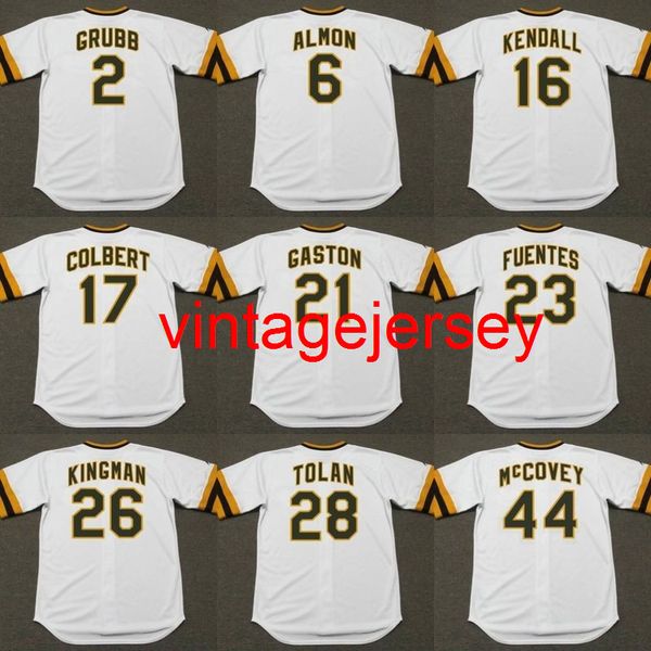 men 6 bill almon 16 fred kendall 2 johnny grubb 17 nate colbert 21 cito gaston 1974 baseball jersey, Black
men 6 bill almon 16 fred kendall 2 johnny grubb 17 nate colbert 21 cito gaston 1974 baseball jersey, Black