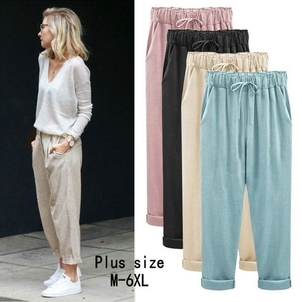 zogaa women harem pants wide leg pants female trousers casual spring summer loose cotton linen overalls pants plus size m6xl y200418, Black;white
zogaa women harem pants wide leg pants female trousers casual spring summer loose cotton linen overalls pants plus size m6xl y200418, Black;white