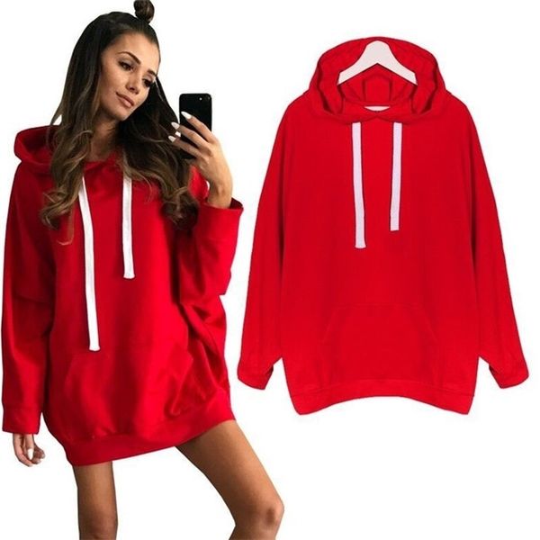 autumn winter fashion solid color long loose casual sports wild street hooded long sleeve sweater women hoodies lj201130, Black
autumn winter fashion solid color long loose casual sports wild street hooded long sleeve sweater women hoodies lj201130, Black