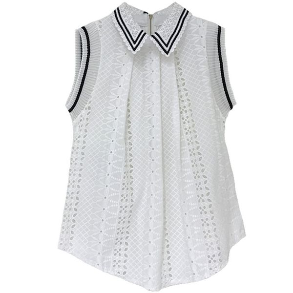 deat summer fashion hollow out lapel collar striped pleated sleeveless vintage elegant blouse womens clothing ar816 y200622, White
deat summer fashion hollow out lapel collar striped pleated sleeveless vintage elegant blouse womens clothing ar816 y200622, White