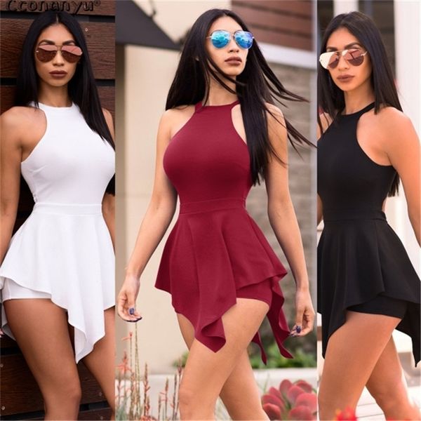 casual playsuit summer women beach jumpsuit skinny ruffles elegant slim women clothes white black short pants t200113, Black;white
casual playsuit summer women beach jumpsuit skinny ruffles elegant slim women clothes white black short pants t200113, Black;white