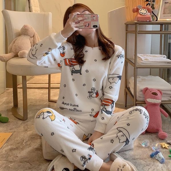large size flannel pajamas for women warm autumn winter pajama set cute cartoon sleepwear pijama pyjama m2xl y200425, Black;red
large size flannel pajamas for women warm autumn winter pajama set cute cartoon sleepwear pijama pyjama m2xl y200425, Black;red