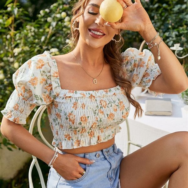 floral smock holiday summer cotton tshirt women casual puff short sleeve cute crop square collar fashion tees 220527, White
floral smock holiday summer cotton tshirt women casual puff short sleeve cute crop square collar fashion tees 220527, White