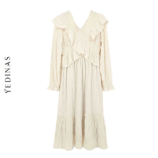 yedinas korean style women chic ruffles dress long sleeve elegant sweet v neck midi dresses female vintage vestidos plus size 210527, Black;gray
yedinas korean style women chic ruffles dress long sleeve elegant sweet v neck midi dresses female vintage vestidos plus size 210527, Black;gray