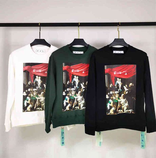 men's hoodies sweatshirts chaopai spring and autumn off figure oil painting pattern printed round neck pullover short sleeve, Black
men's hoodies sweatshirts chaopai spring and autumn off figure oil painting pattern printed round neck pullover short sleeve, Black