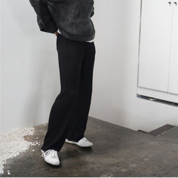high waist cashmere wide leg pants women's trousers casual loose wild wool pants autumn and winter knitted wool pants wear 201113, Black;white
high waist cashmere wide leg pants women's trousers casual loose wild wool pants autumn and winter knitted wool pants wear 201113, Black;white