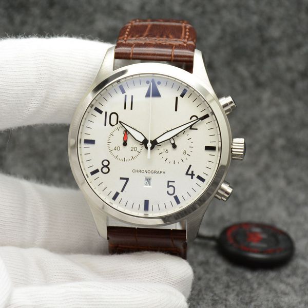 new watch chronograph sports battery power limited watch silver dial quartz professional wristwatch folding clasp men watches leather strap, Slivery;brown
new watch chronograph sports battery power limited watch silver dial quartz professional wristwatch folding clasp men watches leather strap, Slivery;brown