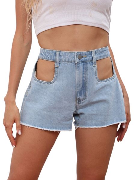 high waist cut out raw trim wide leg denim shorts t7jd#, White;black