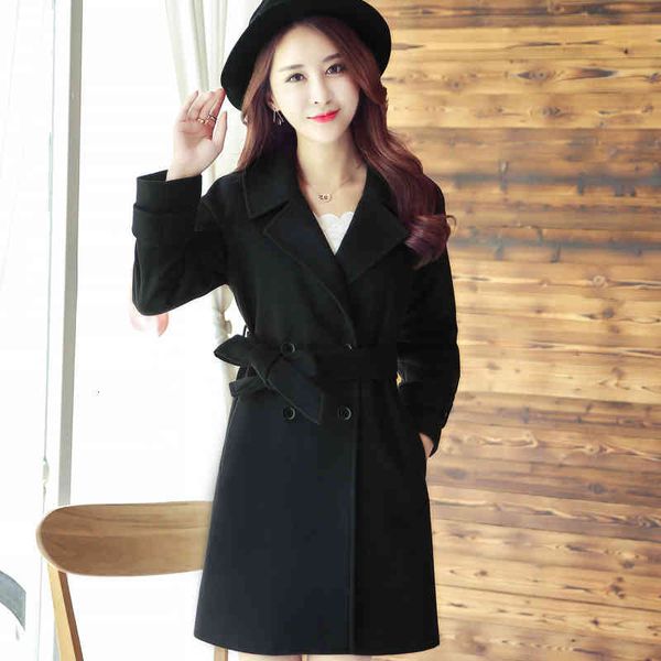 women's wool & blends spring and autumn wear tweed coat woolen korean medium long loose large women's pqtc, Black
women's wool & blends spring and autumn wear tweed coat woolen korean medium long loose large women's pqtc, Black