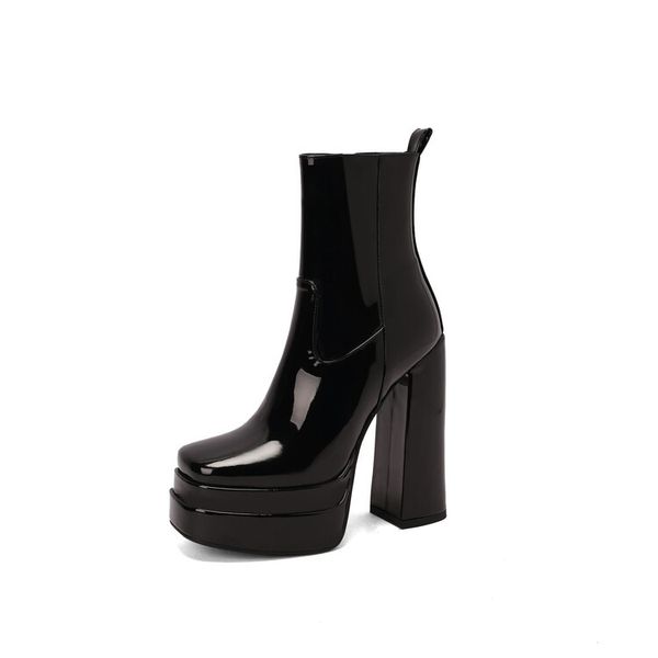 2022 women's boots autumn and winter new european american fashion patent leather thick high-heeled thick-bottomed square toe side zipp, Black
2022 women's boots autumn and winter new european american fashion patent leather thick high-heeled thick-bottomed square toe side zipp, Black