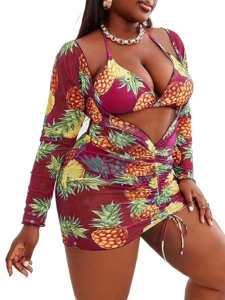 plus pineapple print triangle high waist bikini swimsuit & cover up b0it#, White;black
plus pineapple print triangle high waist bikini swimsuit & cover up b0it#, White;black