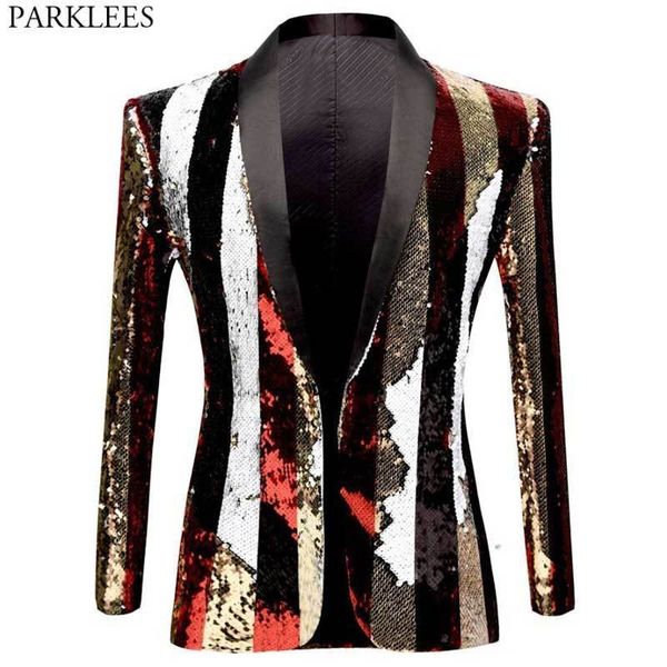 stylish vertical striped sequin blazer jacket men shawl lapel one button glitter mens blazers wedding party dinner costume homme 220809, White;black
stylish vertical striped sequin blazer jacket men shawl lapel one button glitter mens blazers wedding party dinner costume homme 220809, White;black