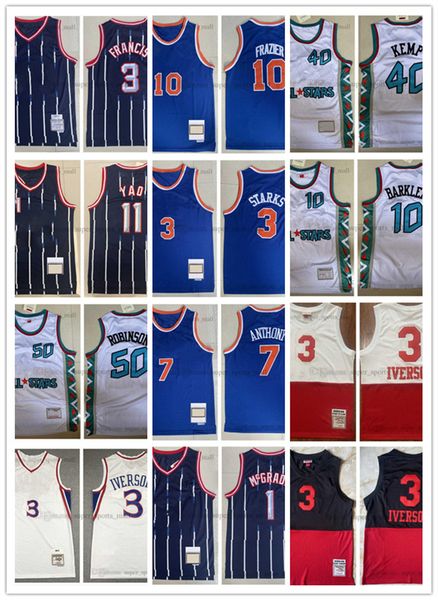 retro basketball jersey carmelo mcgrady iverson francis yao starks anthony frazier barkley robinson kemp jersey colour white blue black stit, Black;red
retro basketball jersey carmelo mcgrady iverson francis yao starks anthony frazier barkley robinson kemp jersey colour white blue black stit, Black;red