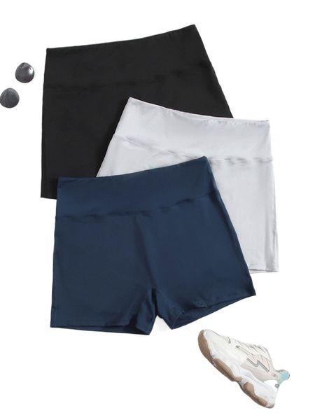plus 3pcs lightweight wideband waist sports shorts i093#, Black