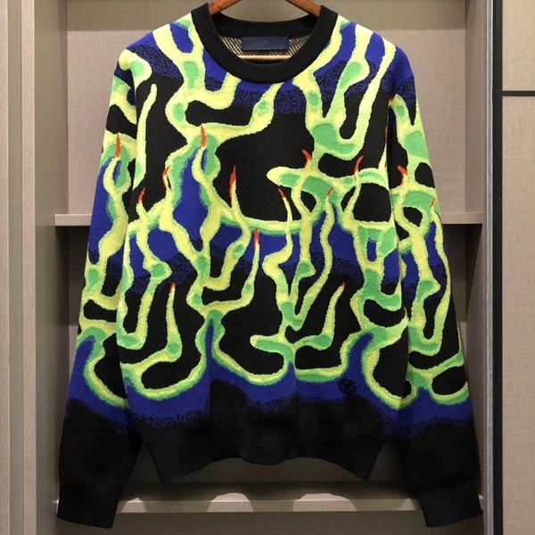 2022 men's luxury wool pullover original sweater flame jacquard knit o-neck long sleeve famous design, White;black
2022 men's luxury wool pullover original sweater flame jacquard knit o-neck long sleeve famous design, White;black