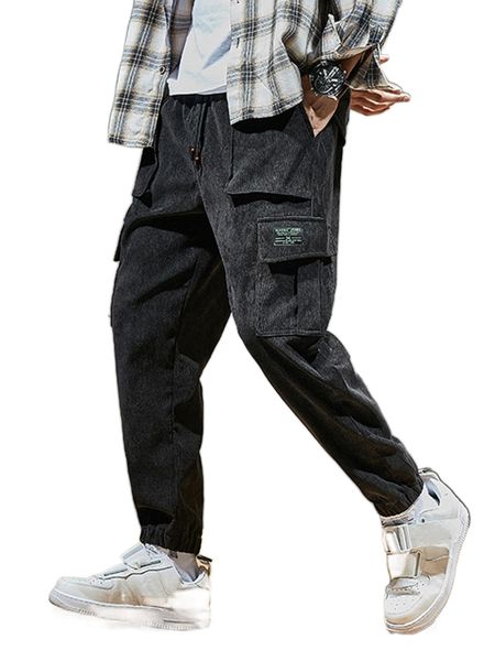 men patch detail corduroy cargo pants f9ti#, Black
men patch detail corduroy cargo pants f9ti#, Black