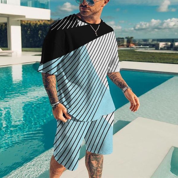 men's tracksuits summer men's trend bodybuilding striped tracksuit beach cool short sleeve 3d print sports streetwear graphic t-sh, Gray 
men's tracksuits summer men's trend bodybuilding striped tracksuit beach cool short sleeve 3d print sports streetwear graphic t-sh, Gray