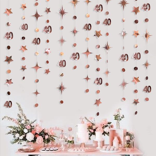 rose gold number 40th circle dots twinkle star garlands hanging banners for forty woman 40st year old birthday party decorations
rose gold number 40th circle dots twinkle star garlands hanging banners for forty woman 40st year old birthday party decorations