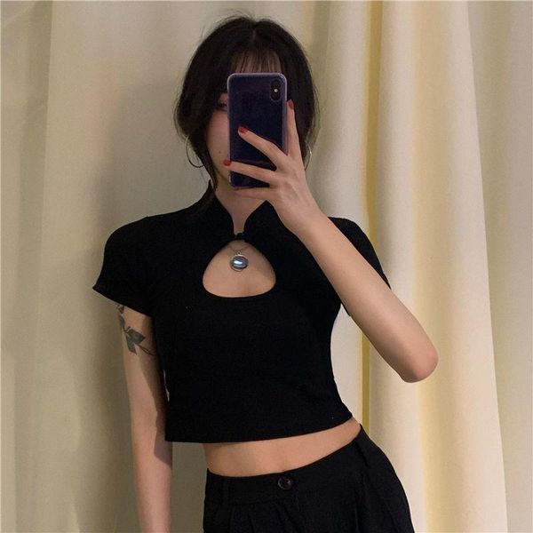 woman tshirts cutout short-sleeved t shirt knitted t-shirt womens retro summer crop mujer camisetas, White
woman tshirts cutout short-sleeved t shirt knitted t-shirt womens retro summer crop mujer camisetas, White