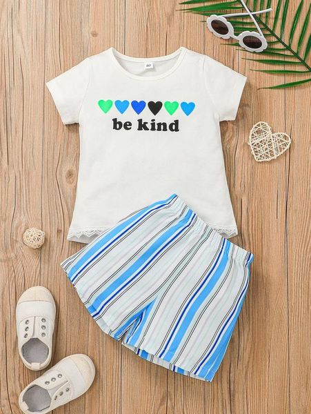toddler girls heart & slogan graphic tee & colorful striped shorts she, White
toddler girls heart & slogan graphic tee & colorful striped shorts she, White