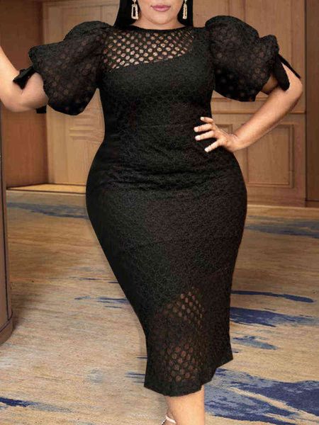 black plus size dresses women hollow out short lantern sleeve see through bodycon evening birthday party gowns outfits 2022 y220510, Black;gray
black plus size dresses women hollow out short lantern sleeve see through bodycon evening birthday party gowns outfits 2022 y220510, Black;gray