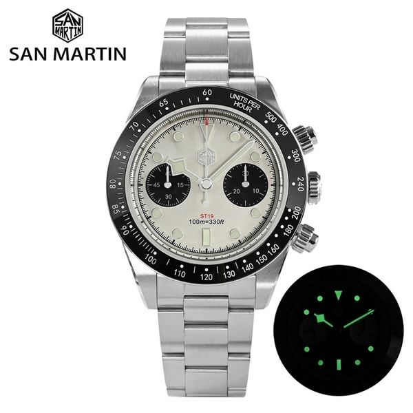 san martin men sports watch 40mm panda bb chronograph retro luxury st1901 manual mechanical sapphire 10bar luminous 220407, Slivery;brown
san martin men sports watch 40mm panda bb chronograph retro luxury st1901 manual mechanical sapphire 10bar luminous 220407, Slivery;brown