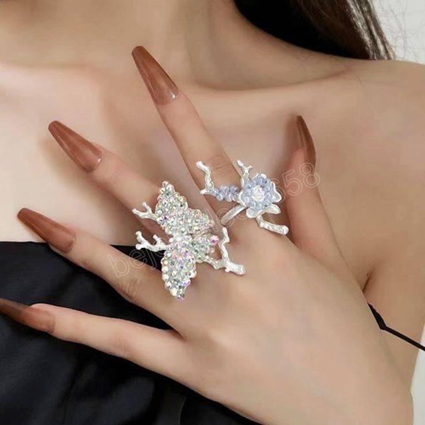 fashion plum flower open rings for women adjustable crystal butterfly branches finger ring personality party wedding jewelry, Silver
fashion plum flower open rings for women adjustable crystal butterfly branches finger ring personality party wedding jewelry, Silver
