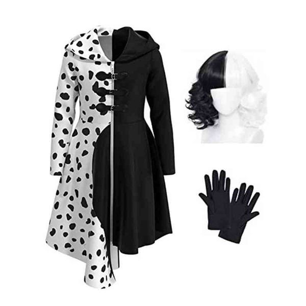black and white witch cartoon anime 101 dalmatians cruella cosplay come halloween carnival women's funny come l220714, Black;red
black and white witch cartoon anime 101 dalmatians cruella cosplay come halloween carnival women's funny come l220714, Black;red