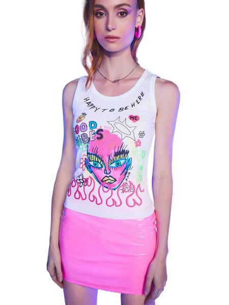 x alexis vazquez letter & figure graphic tank s7lp#, White