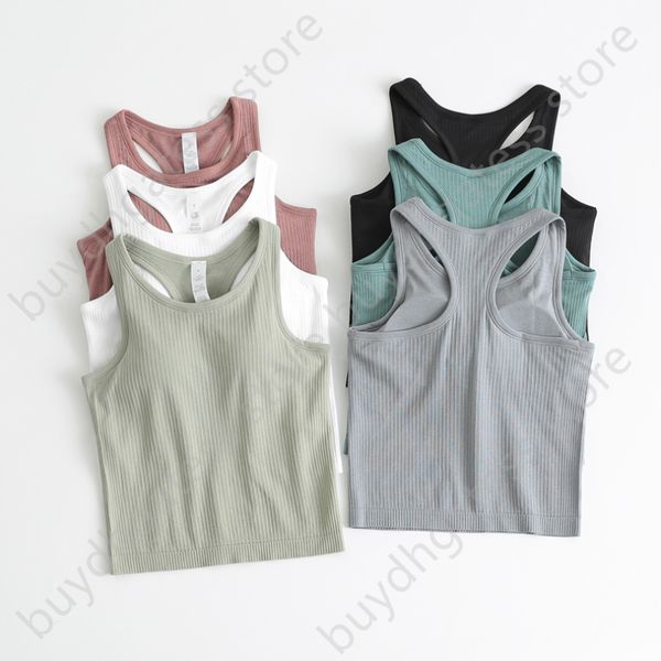 2022 fashion yoga brand lu's women's t shirts racerback tank fitness sleeveless cami sports slim ribbed running gym with built in, White 
2022 fashion yoga brand lu's women's t shirts racerback tank fitness sleeveless cami sports slim ribbed running gym with built in, White