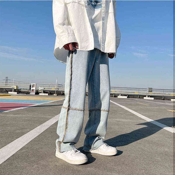 2022 new men loose jeans fashion casual dent denim pants spring autumn high street male straight trousers t220726, Blue
2022 new men loose jeans fashion casual dent denim pants spring autumn high street male straight trousers t220726, Blue