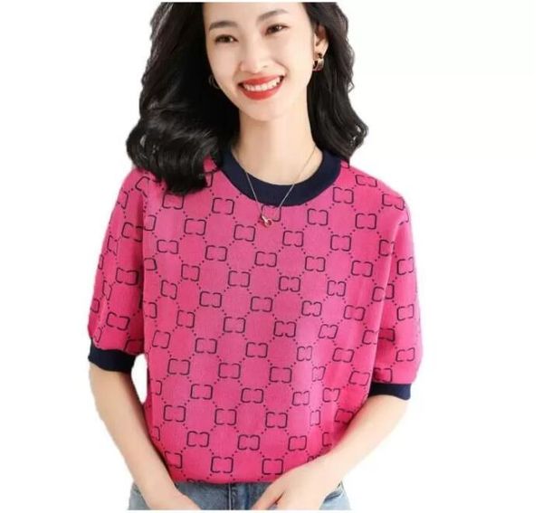 22gg wome knits tees short sleeve t-shirt women elegant summer knitted office o-neck thin woman tshirt female, White
22gg wome knits tees short sleeve t-shirt women elegant summer knitted office o-neck thin woman tshirt female, White