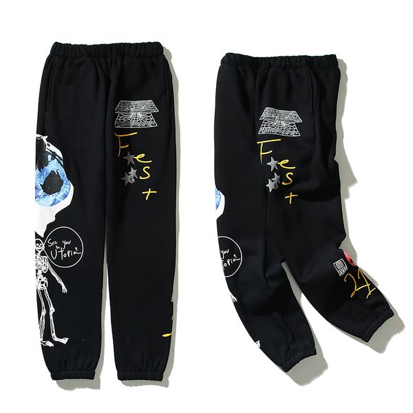 black pants sweatpants men women printed elastic waist pant joggers drawstring trousers 22fw
black pants sweatpants men women printed elastic waist pant joggers drawstring trousers 22fw
