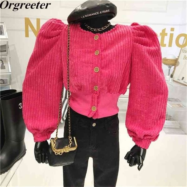 puff sleeve single-breasted o-neck corduroy jacket shirts&blouse women spring fall ins fashion retro slim short crop 210602, White
puff sleeve single-breasted o-neck corduroy jacket shirts&blouse women spring fall ins fashion retro slim short crop 210602, White