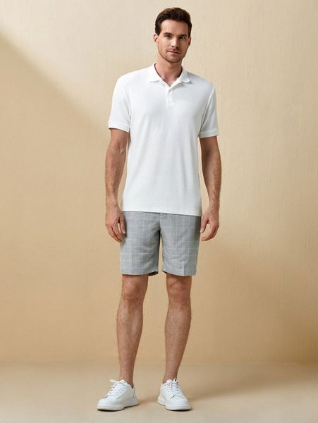 men ribbed knit polo shirt a0ii#, White;black