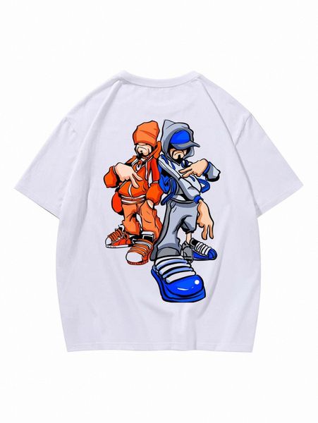 romwe guys figure print tee g3xo#, White;black