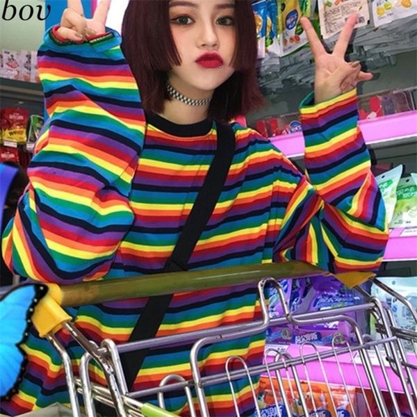 korobov rainbow striped hoodies long sleeve harakuju hoodie female sweatshirt loose women pullover 76204 200924, Black
korobov rainbow striped hoodies long sleeve harakuju hoodie female sweatshirt loose women pullover 76204 200924, Black