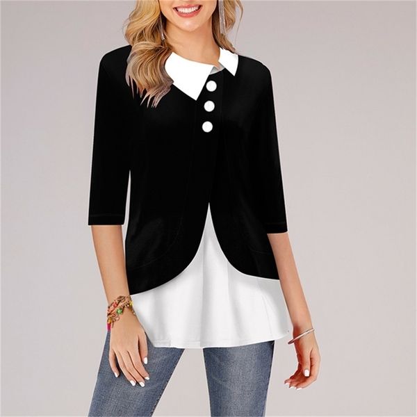 patchwork plus size women blouse turn down collar three quarter cotton womens and blouses irregular spring tunic lj200812, White
patchwork plus size women blouse turn down collar three quarter cotton womens and blouses irregular spring tunic lj200812, White