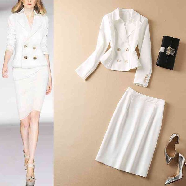 women's two piece pants professional women's suit autumn style temperament double breasted jacket hip wrap skirt white two-piece s
women's two piece pants professional women's suit autumn style temperament double breasted jacket hip wrap skirt white two-piece s