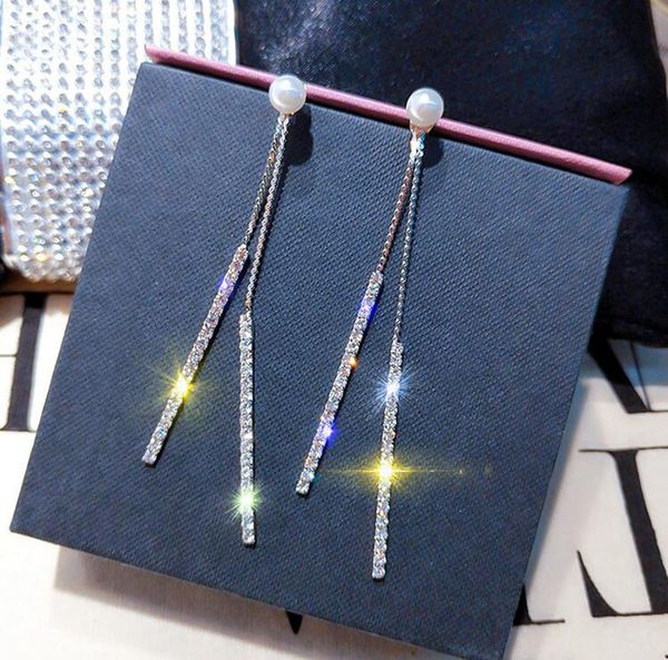 earrings 925 silver needle long tassel one two pearl earrings temperament simple diamond round face thin, Golden;silver
earrings 925 silver needle long tassel one two pearl earrings temperament simple diamond round face thin, Golden;silver