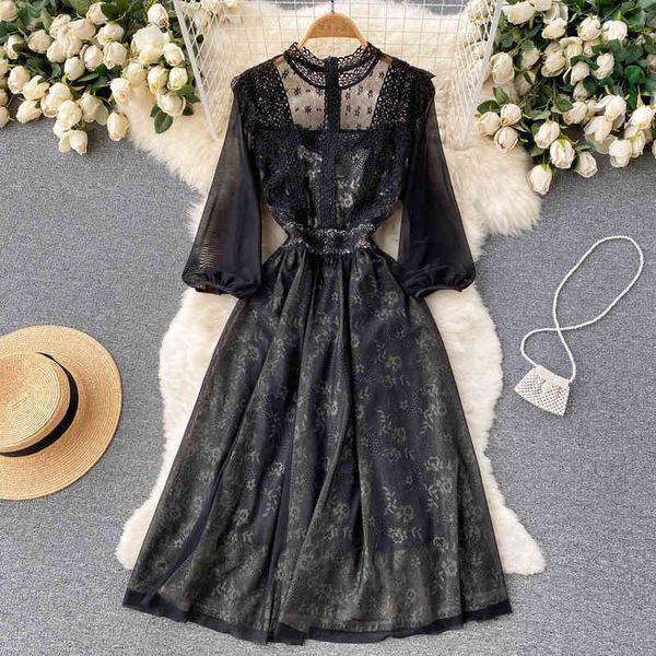 casual dresses 2022 early spring style temperament goddess fan xian thin lantern sleeve hollowed out lace splicing mesh big swing dress fash, Black;gray
casual dresses 2022 early spring style temperament goddess fan xian thin lantern sleeve hollowed out lace splicing mesh big swing dress fash, Black;gray