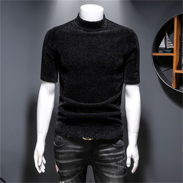 2022 new men's high solid color mink fleece pullover t-shirt thick fashion trend casual all-match short-sleeved bottoming shirt, White;black
2022 new men's high solid color mink fleece pullover t-shirt thick fashion trend casual all-match short-sleeved bottoming shirt, White;black