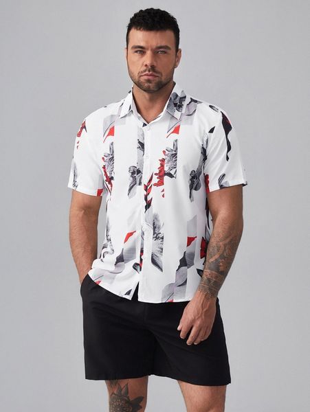 extended sizes men striped & floral print shirt & drawstring waist shorts p4kl#, Gray
extended sizes men striped & floral print shirt & drawstring waist shorts p4kl#, Gray