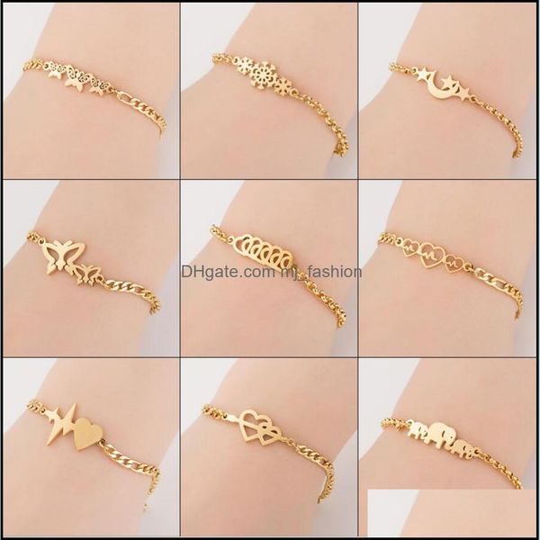 link chain bracelets jewelry stainless steel butterfly heart snowflakes elephants sun moon stars charm bracelet for women bff drop delivery, Black
link chain bracelets jewelry stainless steel butterfly heart snowflakes elephants sun moon stars charm bracelet for women bff drop delivery, Black