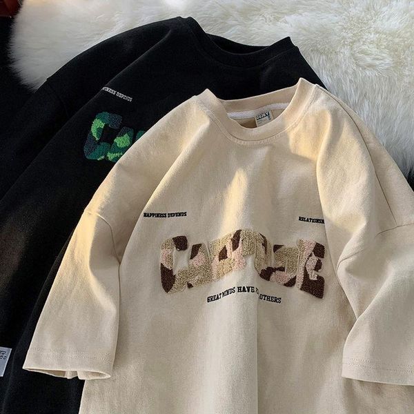 women's t-shirt flocking embroidered letters aesthetic o-neck short-sleeved t-shirts womens vintage loose wild casual women tshirts, White
women's t-shirt flocking embroidered letters aesthetic o-neck short-sleeved t-shirts womens vintage loose wild casual women tshirts, White