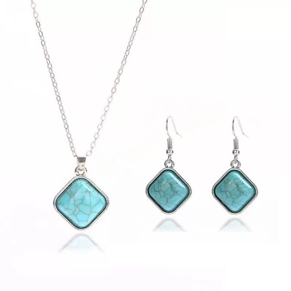 women's square beads silver turquoise earrings necklace set fashion gift national style women diy jewelry sets
women's square beads silver turquoise earrings necklace set fashion gift national style women diy jewelry sets