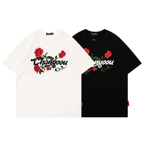 letter embroidery white black summer tees men and women short sleeve loose casual t shirt oversized, Black;brown
letter embroidery white black summer tees men and women short sleeve loose casual t shirt oversized, Black;brown